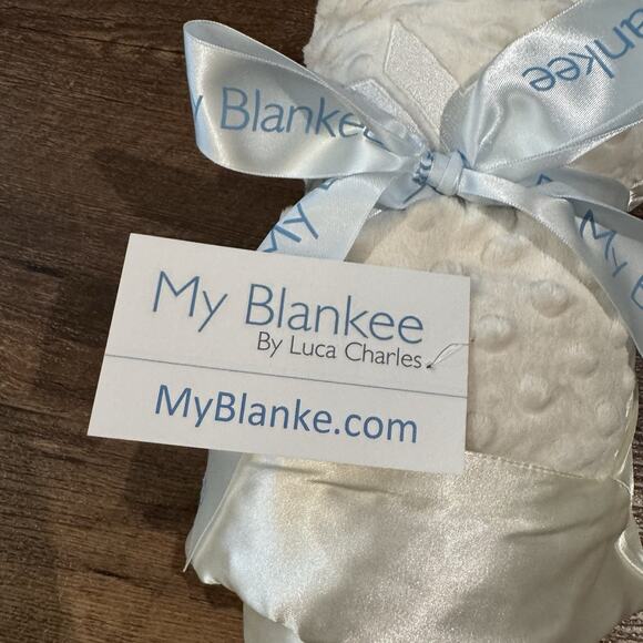 NWT My Blankee by Luca Charles Minky Dot Velour Satin Trim Baby Blanket Lovey - Picture 2 of 4